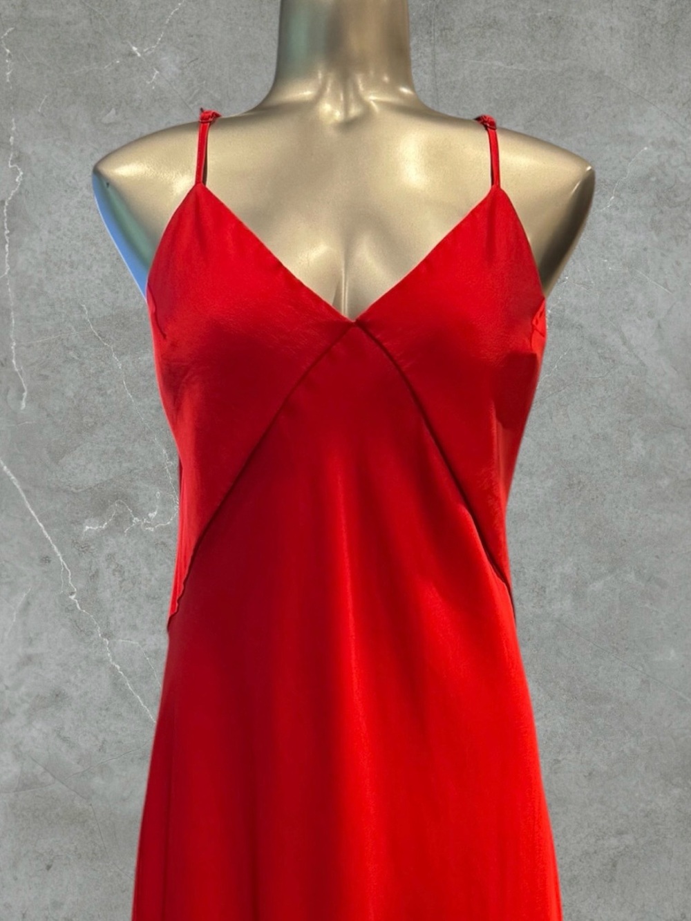 2 for $30 | Red Satin V-Neck Maxi Slip Dress - Picture 6 of 13